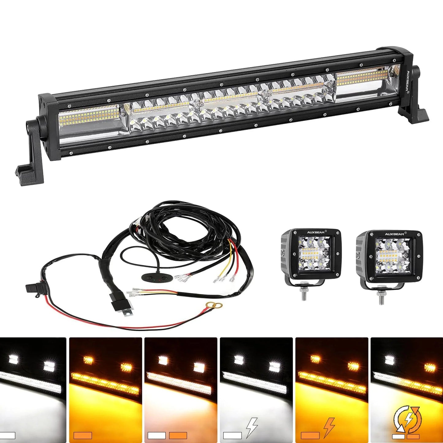 6 Modes série 3 Inch/4Inch/7Inch/12Inch/20Inch blanc&orange Barres LED – vue 26