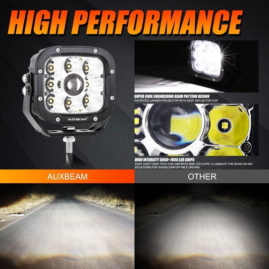 5″ 110 W blanc/orange LED feux longue portée projecteur LED compact avec montant A support de montage pour Ford Bronco 2/4
