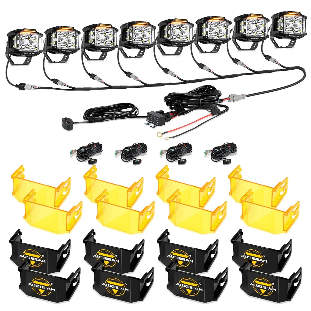 V-MAX série | 4 Inch 92W 8960LM faisceau combiné Side Shooter LED Square Pod Lights avec orange DRL – vue 22