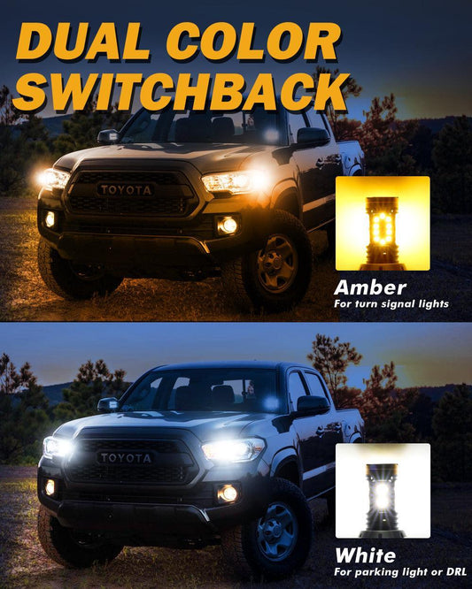 T25 3157 3156 Ampoules LED pour clignotants avant et feux de jour 800% haute luminosité sans erreur CAN-bus bicolore à