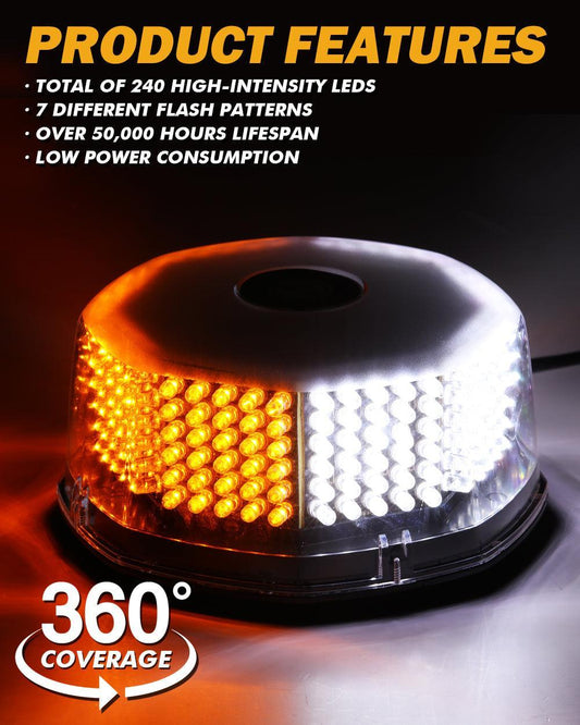 240 LED gyrophare stroboscopique d’urgence avec base magnétique pour 12 V véhicule automobiles camion chasse-neige – vue 2
