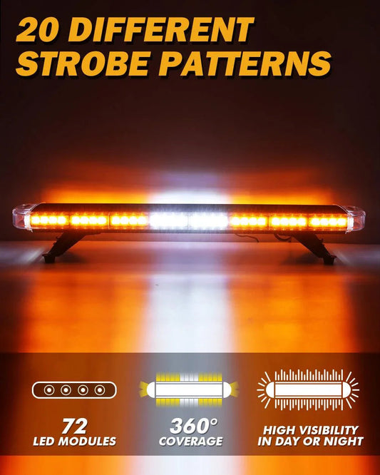 38.5″ stroboscopique de toit Barres lumineuses avec supports de montage 20 modes de flash feux de signalisation d’urgence