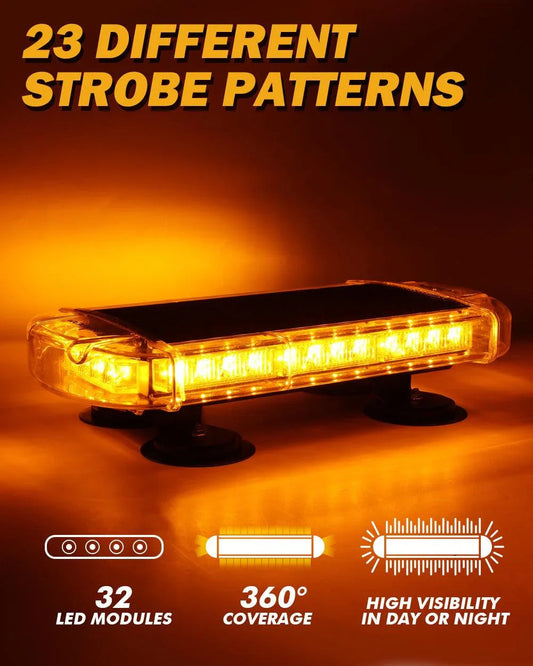 17″ stroboscopique de toit Barres lumineuses, 23 modes de flash fixation magnétique feux de signalisation d’urgence – vue 2