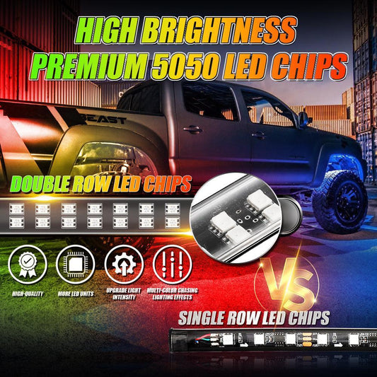 Magic Dream couleur RGB éclairage sous caisse LED Strip feux Kit avec Bluetooth APP & Télécommande sans fil avec fonction feu