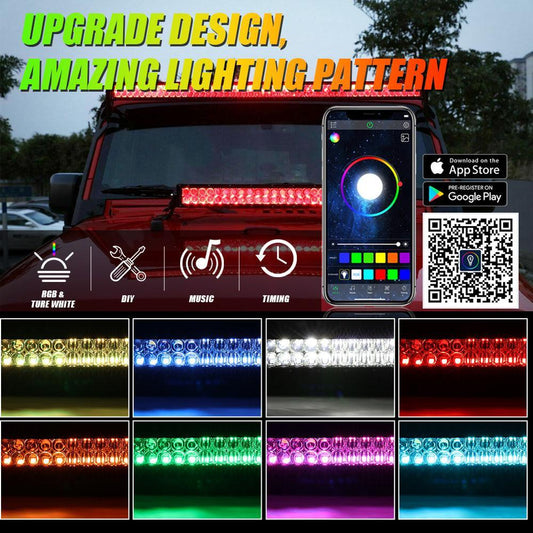 New 52″ V-PRO série courbé RGBW couleurs changeantes tout-terrain Barres LED pour ATV UTV SIDE BY SIDES – vue 2 – NOVADOMIO