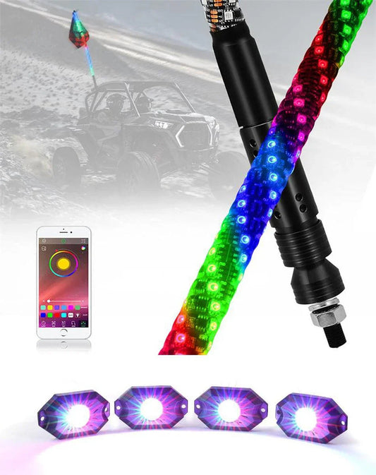 4FT RGB LED fouets LED & RGB LED éclairages de soubassement kit avec commande Bluetooth – vue 2 – NOVADOMIO