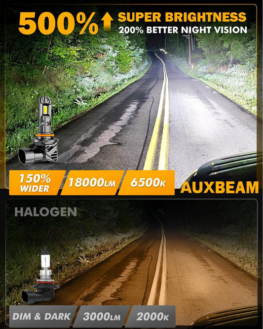 9005+H11 Ampoules de phare LED/Fog Lights Q15 série sans ventilateur&Wireless 60W 18000LM 6500K blanc froid – 4 ampoules
