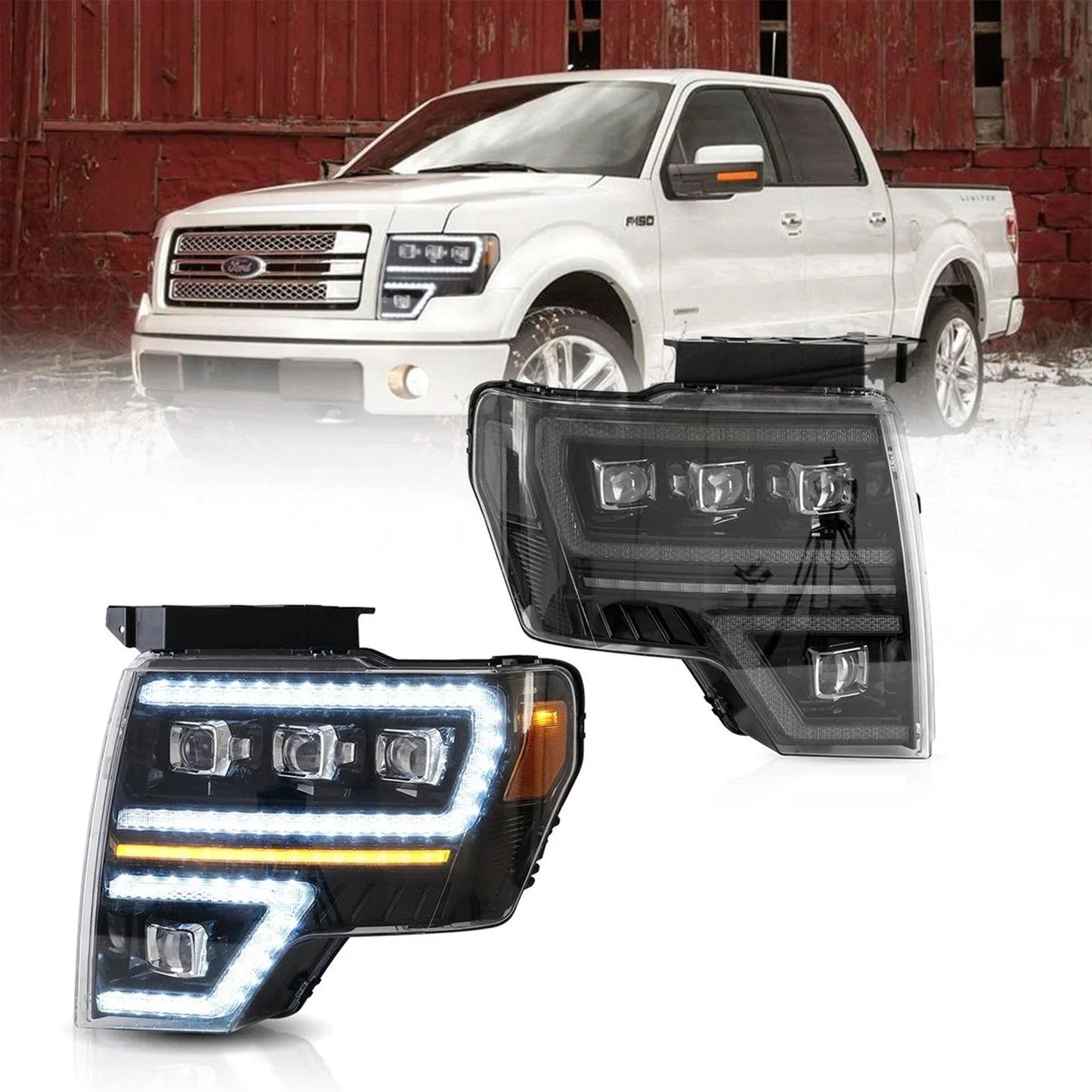 LED bloc optique avant Matrix Projector noir pour 2009-2014 Ford F150 12th Gen Models – vue 8