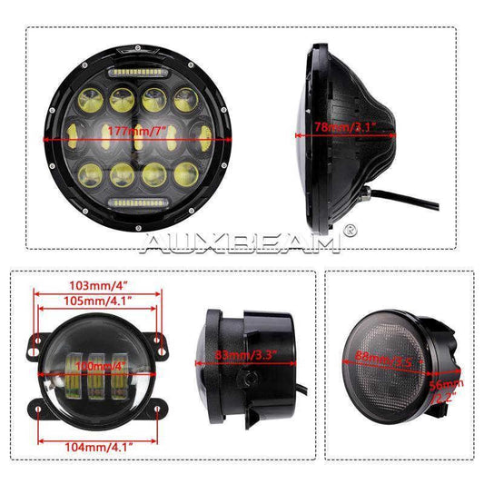 Lot de 6 éclairage + antibrouillards + clignotant pour Jeep WRANGLER – vue 2 – NOVADOMIO