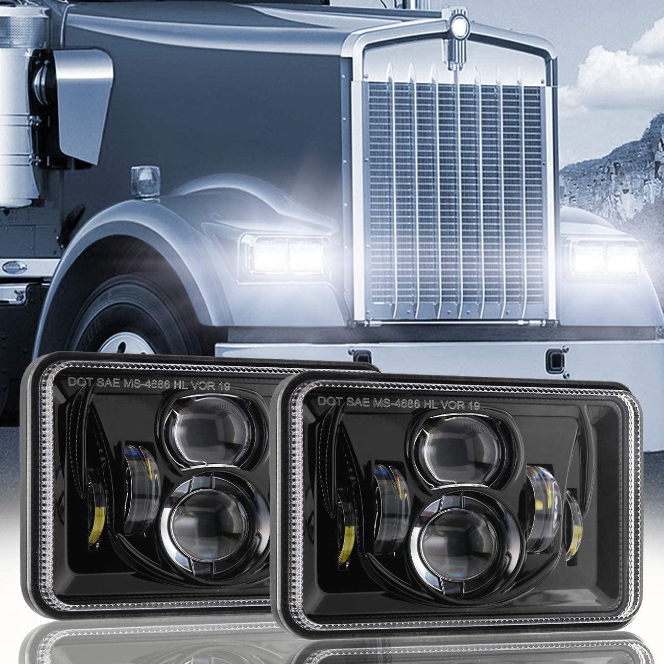 4X6 Inch 55W Rectangular LED Headlight Dot Approved noir – vue 8