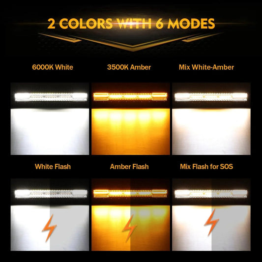 22″ 6 modes blanc&orange tout-terrain Barres LED – vue 2 – NOVADOMIO