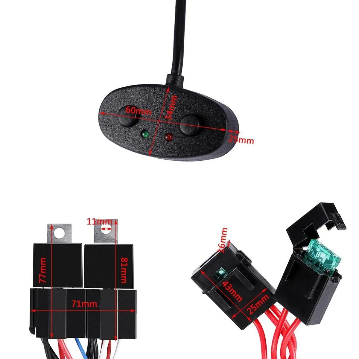 (1 Lead 14AWG pour bar in 300W) Barres LED Wiring Harness avec Fuse 40A Relay ON/Off Switch – vue 6