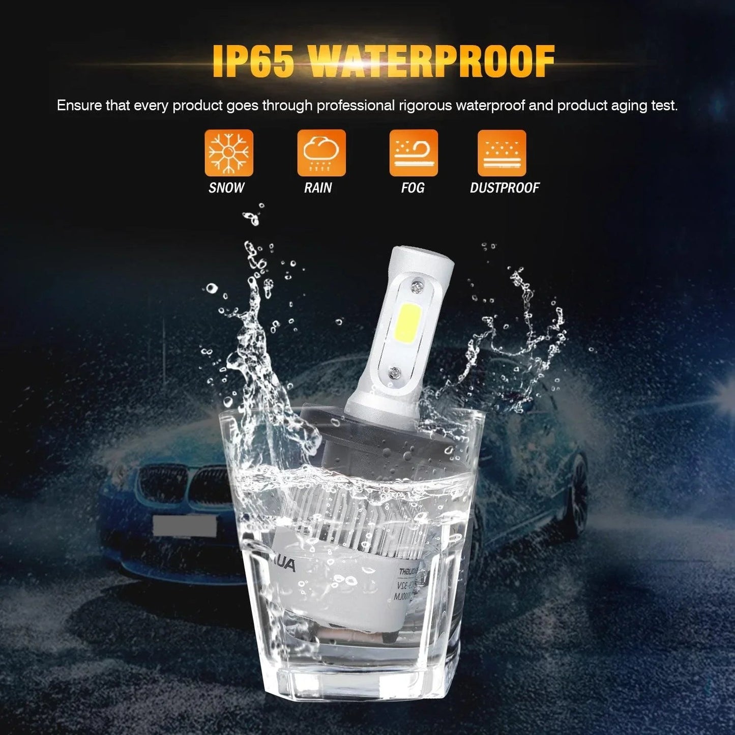 H4/9003 Ampoules de phare LED 72W 8000ML S2 série Super Brightes COB 6500K blanc froid – 2 ampoules – vue 9