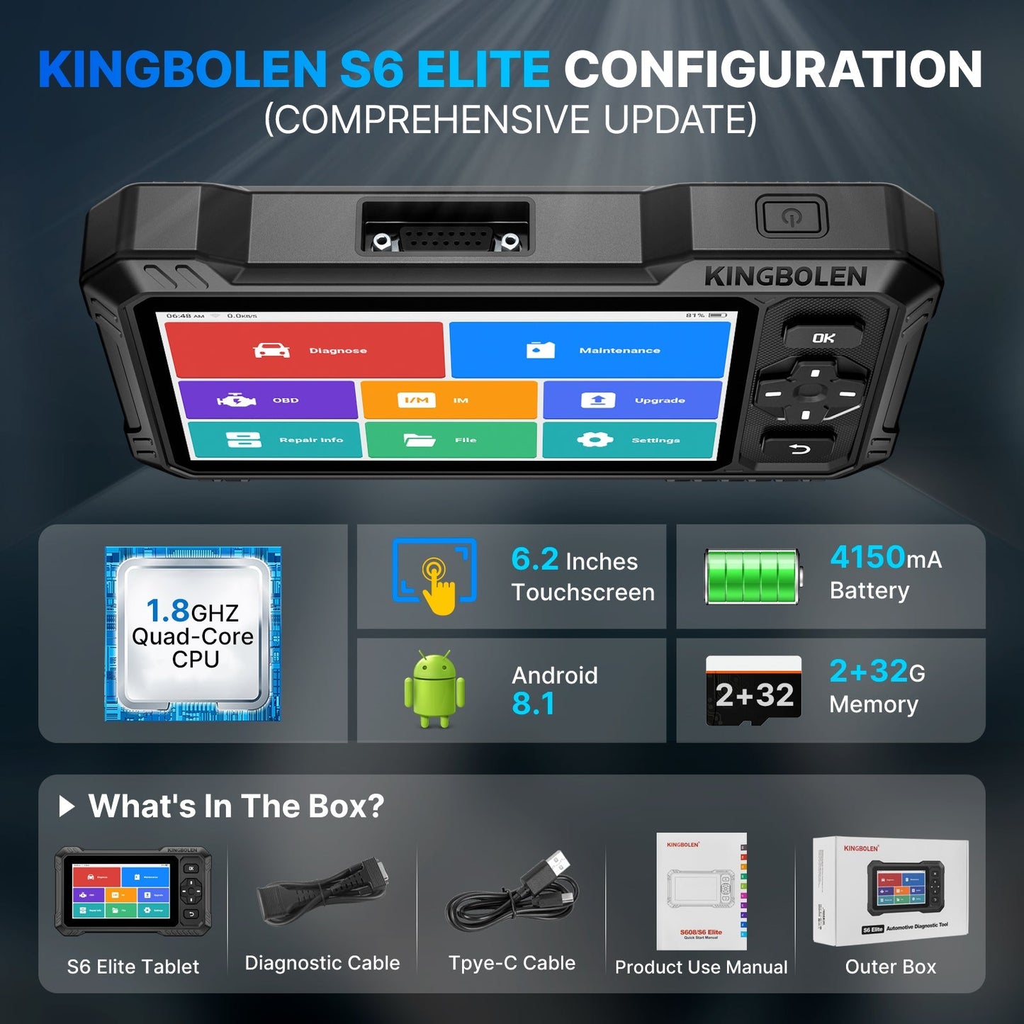 Valise diagnostic KINGBOLEN S6 Elite – Bidirectionnelle et tous systèmes – image produit 9 | NOVADOMIO