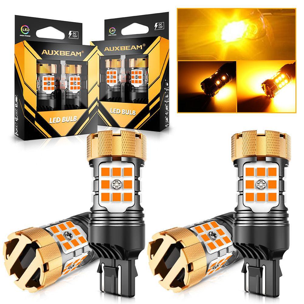 T20 7443 7440 Ampoules LED pour clignotants avant/arrière et feux latéraux 50W 4000LM sans erreur CAN-bus 3000K orange B21-P…