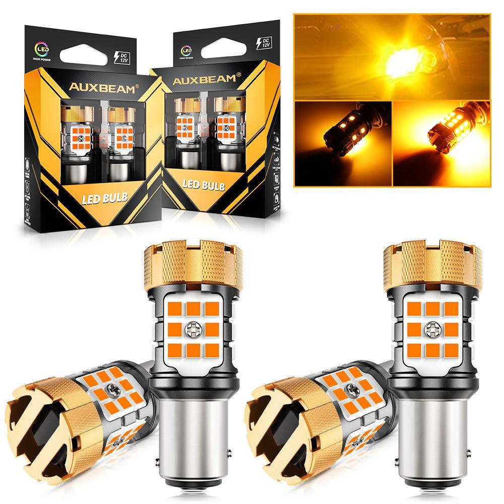 1157 BAY15D Ampoules LED pour clignotants avant/arrière et feux latéraux 50W 4000LMCAN-Bus Error Free 3000K orange B21-PRO s…