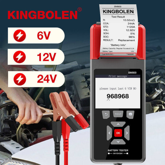 Testeur de batterie KINGBOLEN BM800 6/12/24 V avec imprimante – vue 2 – NOVADOMIO