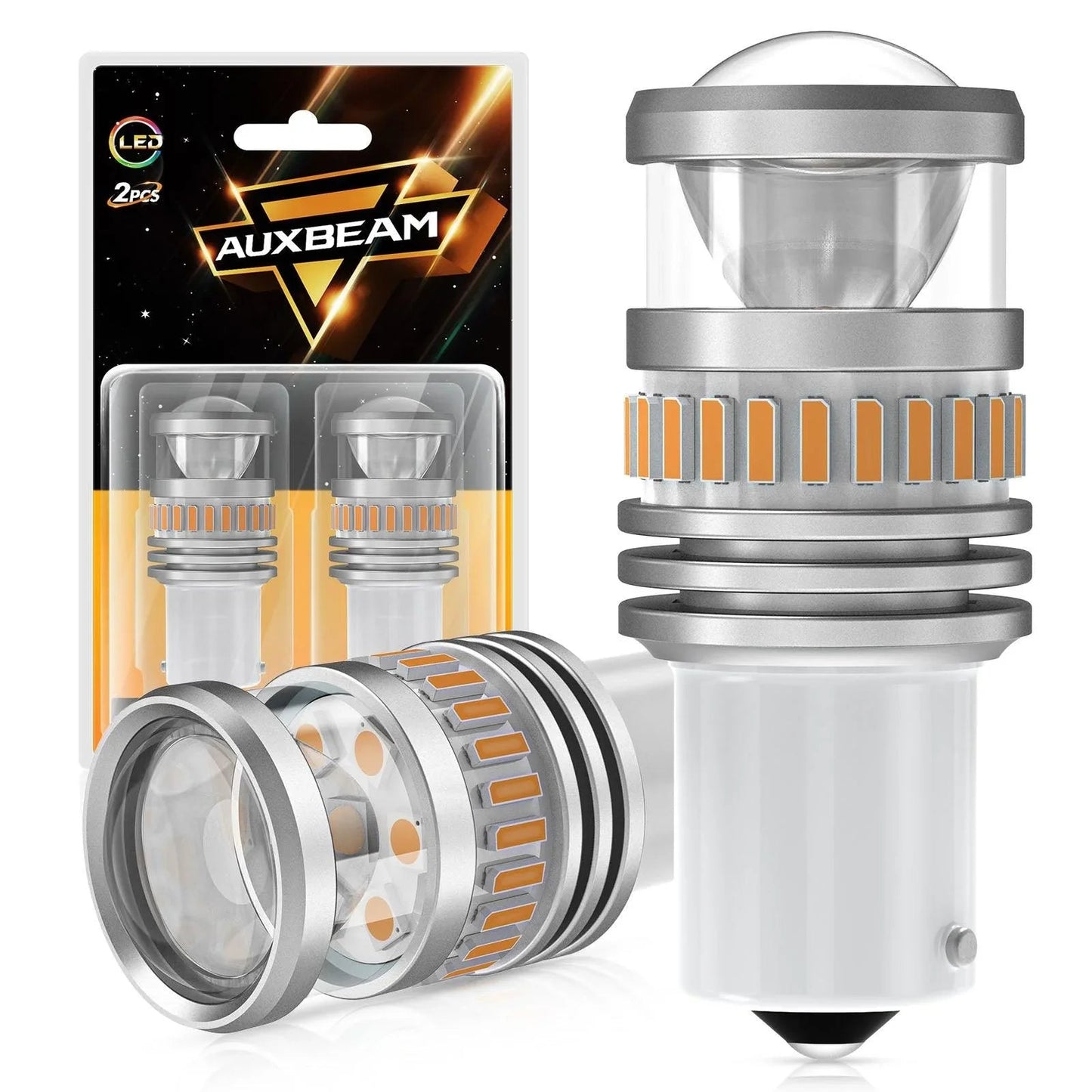 1156 BA15S Ampoules LED pour clignotants avant/arrière et feux latéraux 11W 4000LM 3500K orange B1 série – 2 ampoules – vue 7