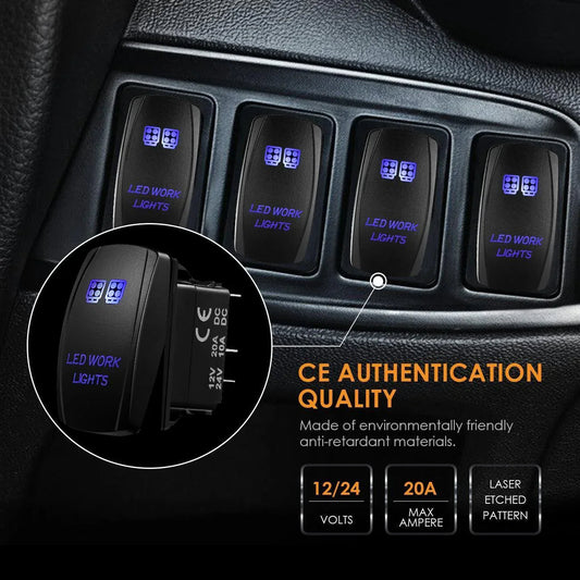 5 Pin interrupteurs laser marche/arrêt 20 A/12 V 10 A/24 V commutateur avec fils de pontage kit pour automobiles, camions