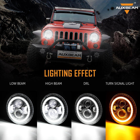 7″ LED phare de remplacement avec anneau Halo, 4″ LED antibrouillard & LED Smoke feu arrière Brake Reverse clignotant Lamp