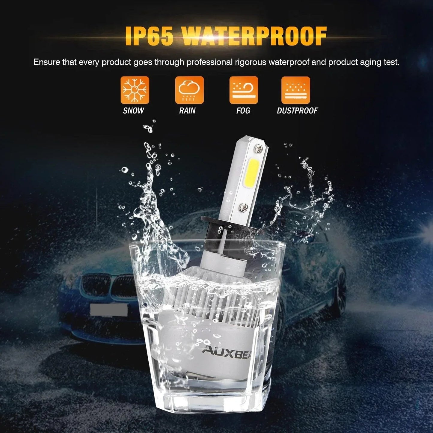H3 Ampoules de phare LED 72W 8000ML S2 série Super Brightes COB 6500K blanc froid – 2 ampoules – vue 9