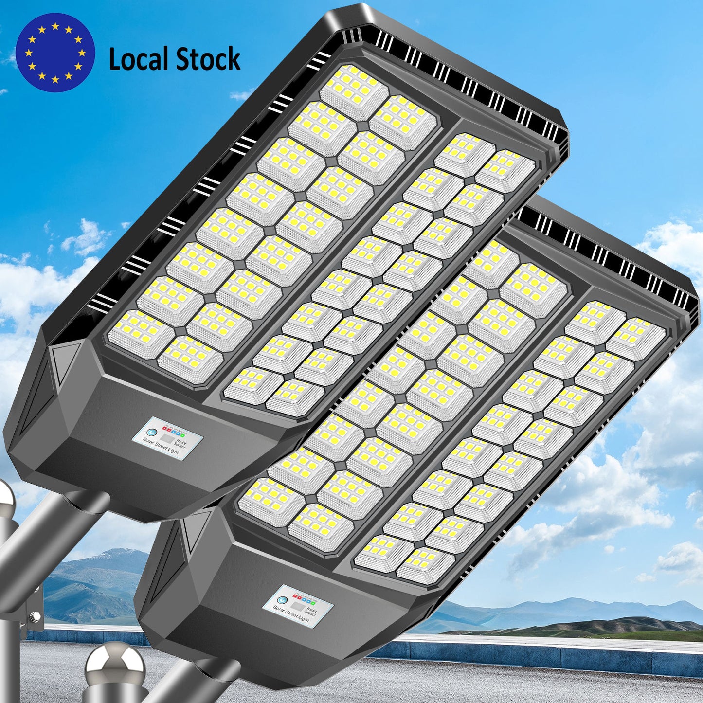 Lampadaire solaire autonome 22 Ah LiFePO4 avec détecteur