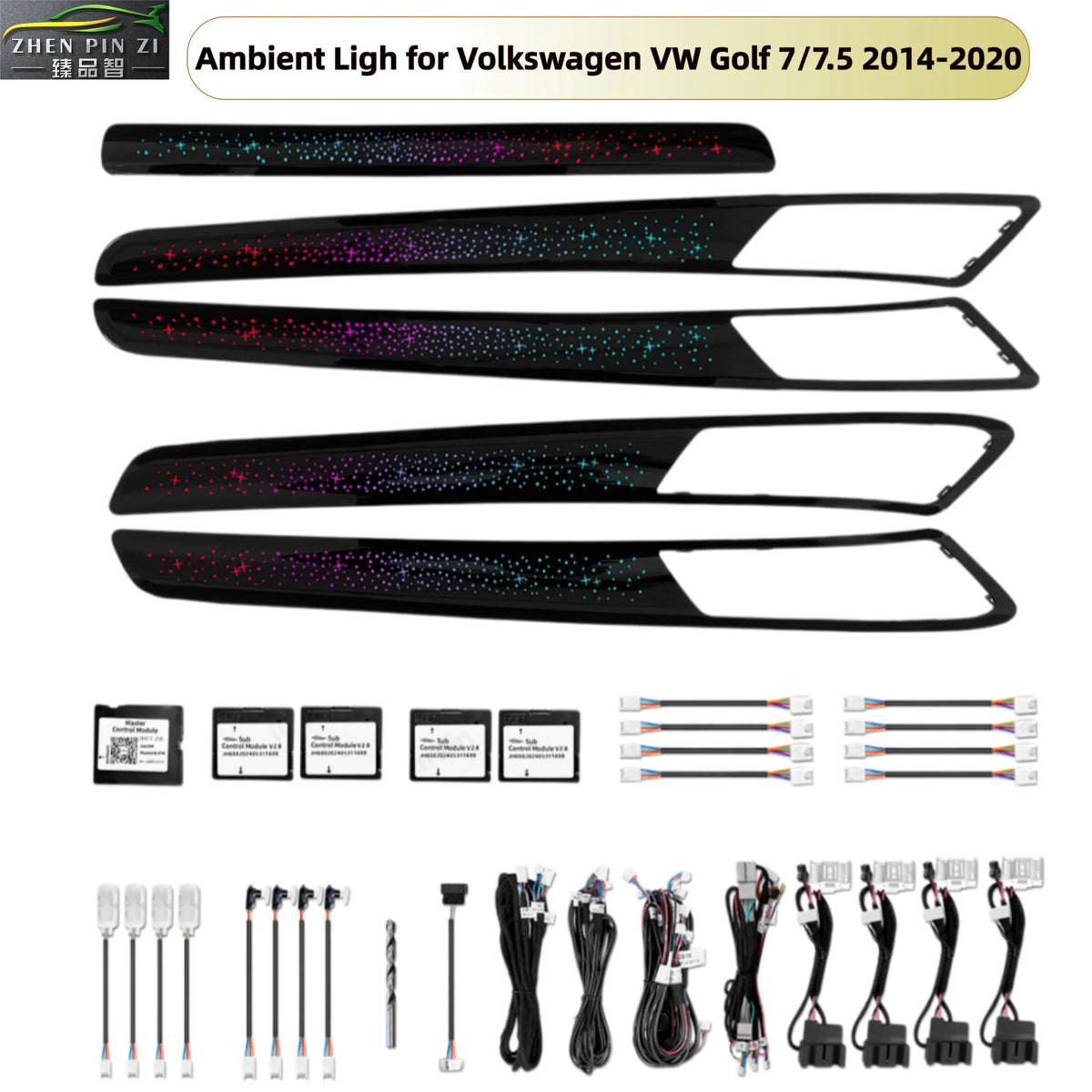 Kit LED d’ambiance Volkswagen Golf 7/7.5 2014–2021 – 64 couleurs – photo 1