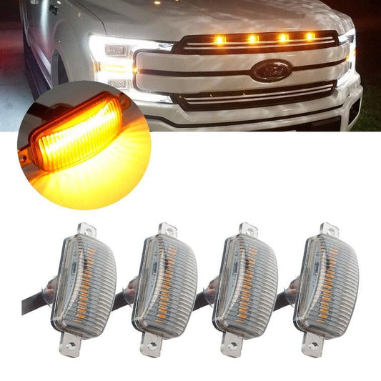 Lot de 4 LED avant feux de calandre de capot style Raptor orange éclairage pour pick-up tout-terrain SUV (orange Shell/