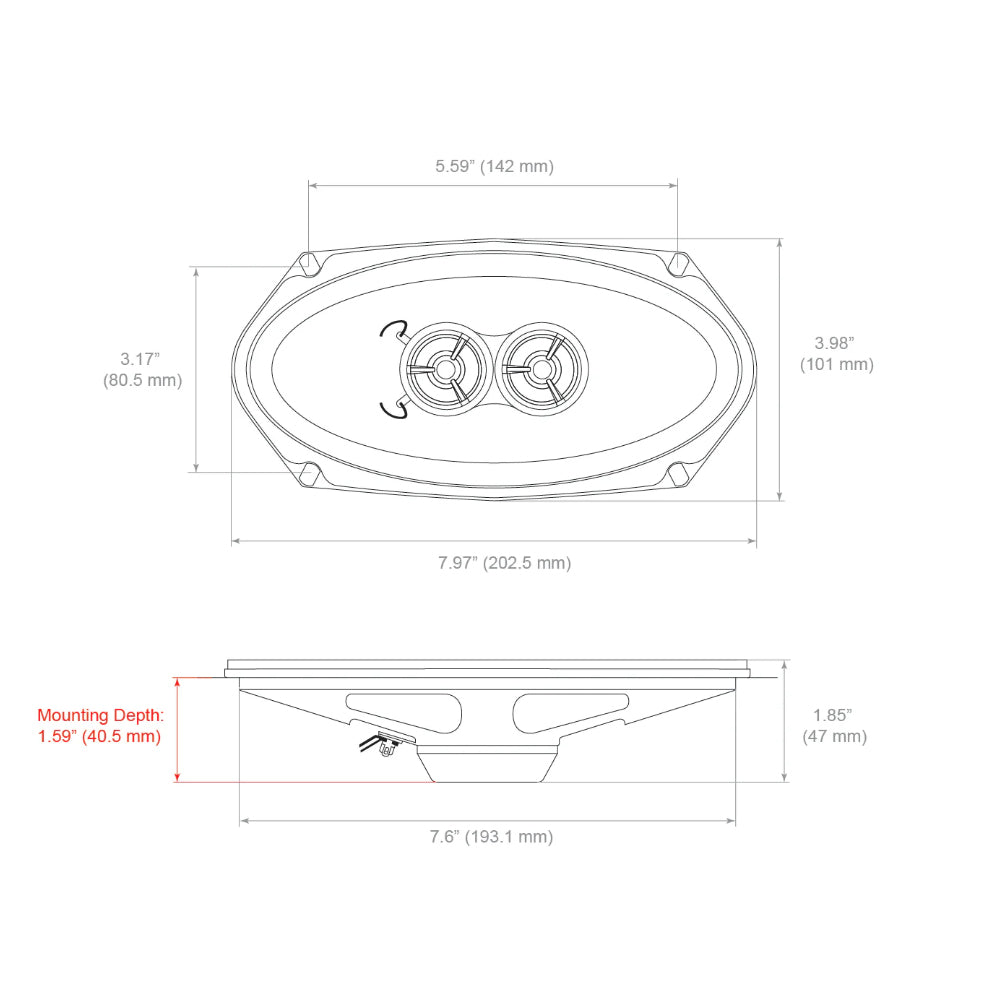 RETROSOUND Speaker 4''x8'', 101x202mm (pair), Neodym – vue 3