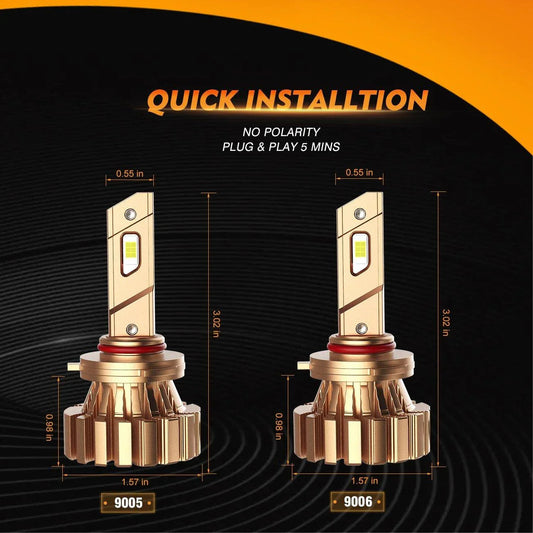 9005+9006 Ampoules de phare LED 44W 4000LM X60 série sans ventilateur 6500K blanc froid – 4 ampoules – vue 2 – NOVADOMIO