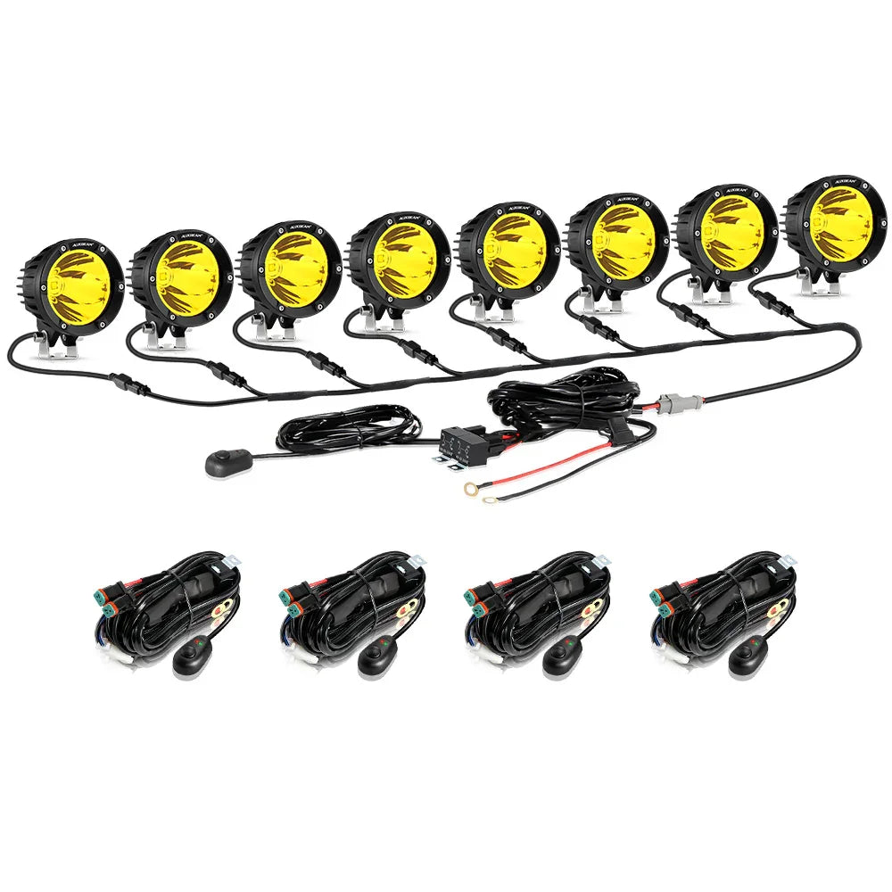 C4 série | 4 Inch 100W Spot Round LED Pods orange LED Driving Lights – vue 23