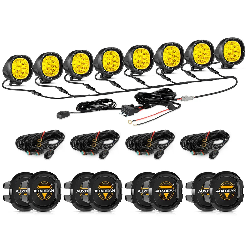 P4 série | 4 Inch 90W Round LED Driving Lights Spot orange Pod Lights – vue 22