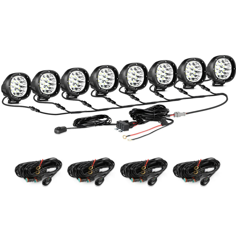 P4 série | 4 Inch 90W Round LED Driving Lights Spot blanc Pod Lights – vue 21
