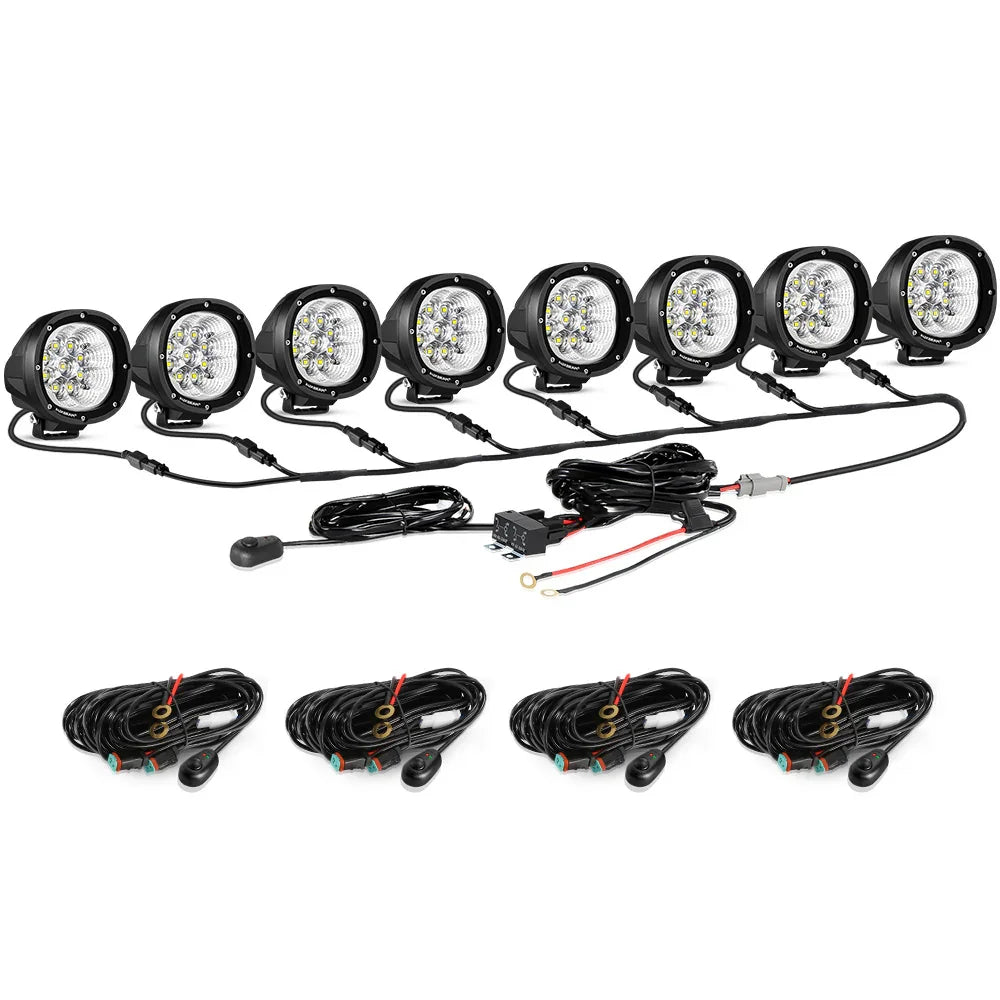 P4 série | 4 Inch 90W 9000LM Round LED Driving Lights Flood blanc Pod Lights – vue 22