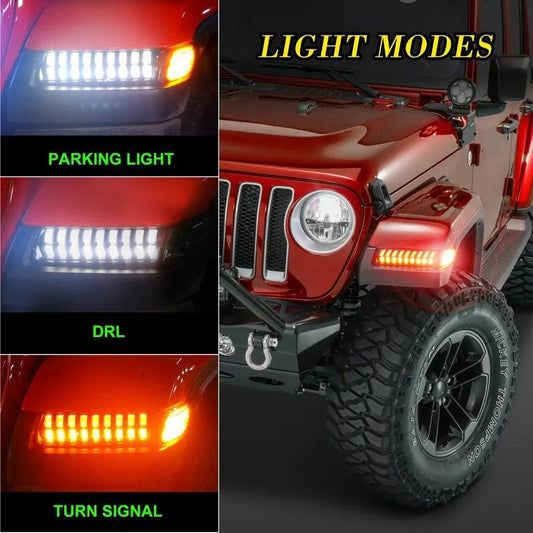 Smoke LED clignotant feux avec DRL & feu latéral feux pour Jeep Wrangler JL Sahara, Rubicon, High Altitude modèles 2018–2023