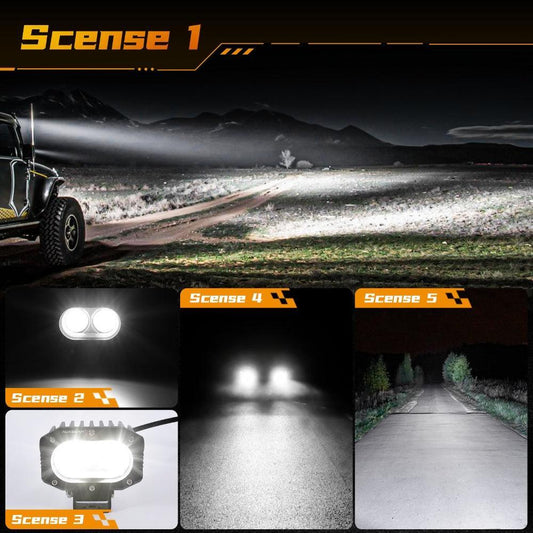 R4 série | 4″ 60 W faisceau large projecteurs LED compacts blanc feu longue portée – vue 2 – NOVADOMIO