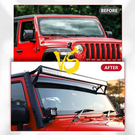 52″ droit Barres lumineuses conception 2-en-1 pare-brise supports de montage pour 2007–2017 Jeep Wrangler JK – vue 2