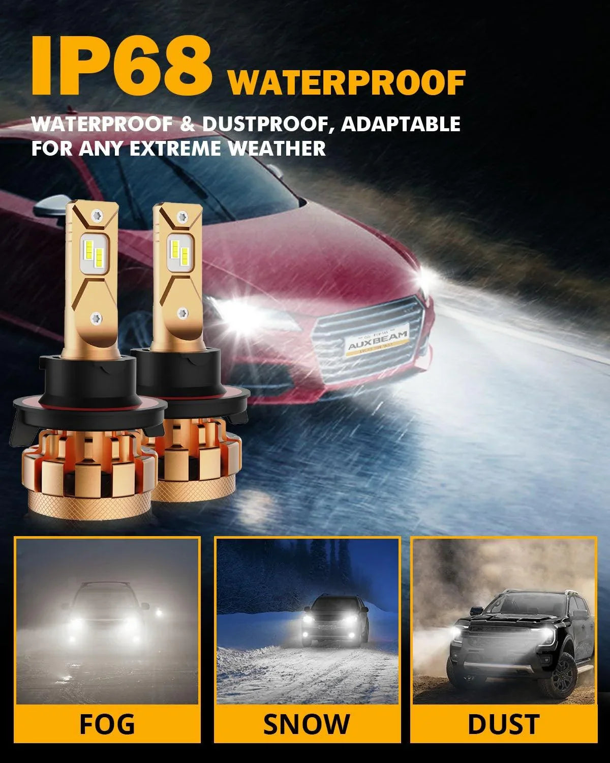 H13 Ampoules de phare LED 70W 18000LM F-16 Plus série Brightest 6000K blanc froid – 2 ampoules – vue 7