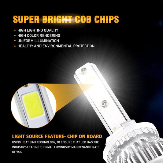 9005+9006 Ampoules de phare LED 72 W 8 000 lm S2 série haute luminosité COB 6 500 K blanc froid – 4 ampoules – vue 2