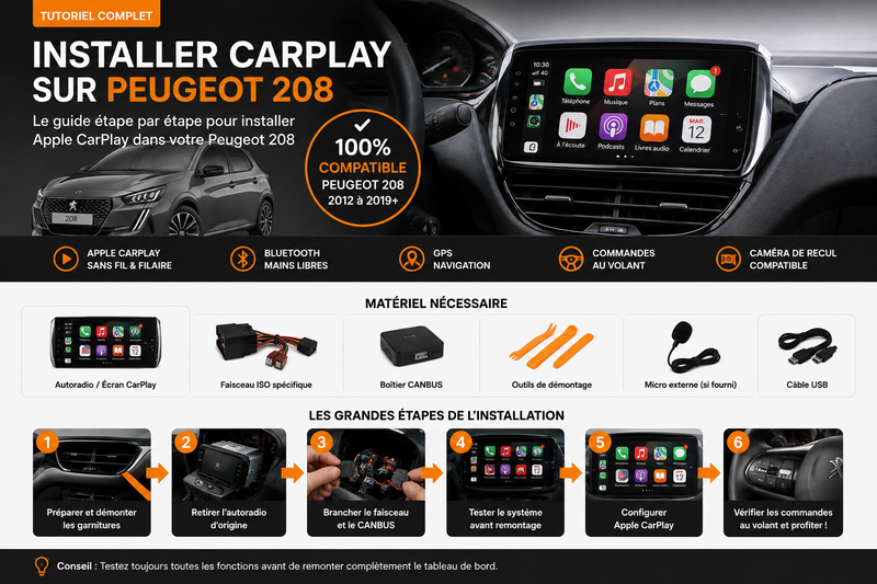 Comment installer CarPlay sur Peugeot 208 ? Tutoriel complet