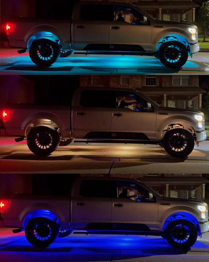 NEW Vibrant série | 8 pièces RGB LED éclairages de soubassement Kit Multicolor Neon éclairage sous caisse avec Bluetooth APP