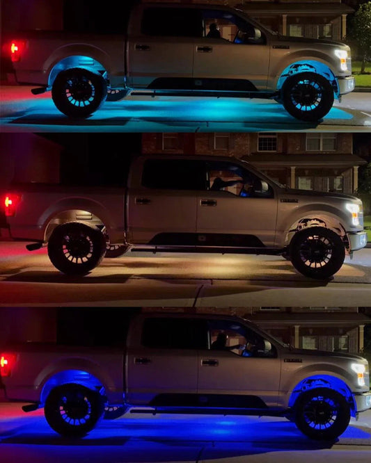 NEW Vibrant série | 8 pièces RGB LED éclairages de soubassement Kit Multicolor Neon éclairage sous caisse avec Bluetooth APP