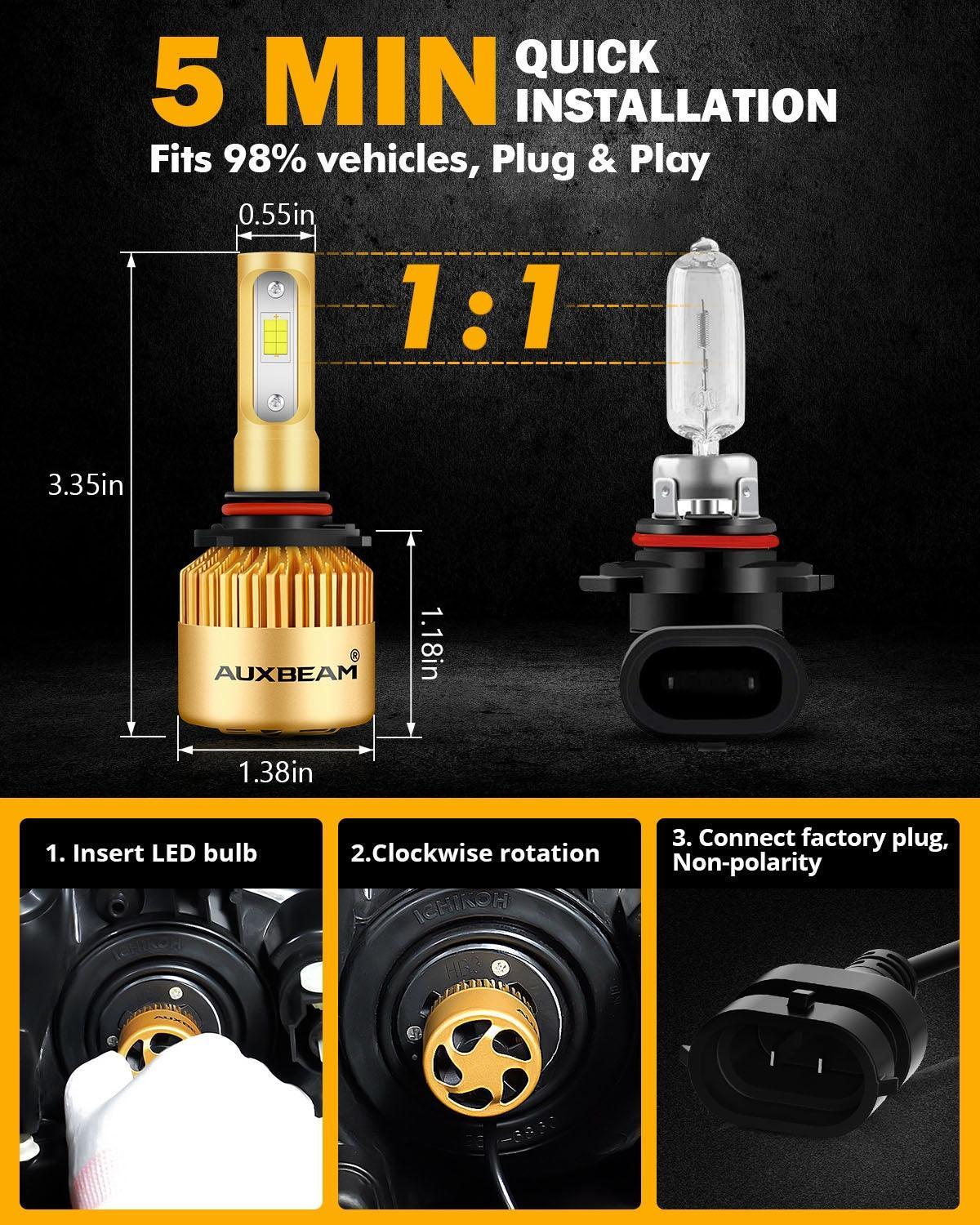 9005/HB3/H10 Ampoules de phare LED 72W 10000LM S3 série Fan Cooling 6500K blanc froid – 2 ampoules – vue 5