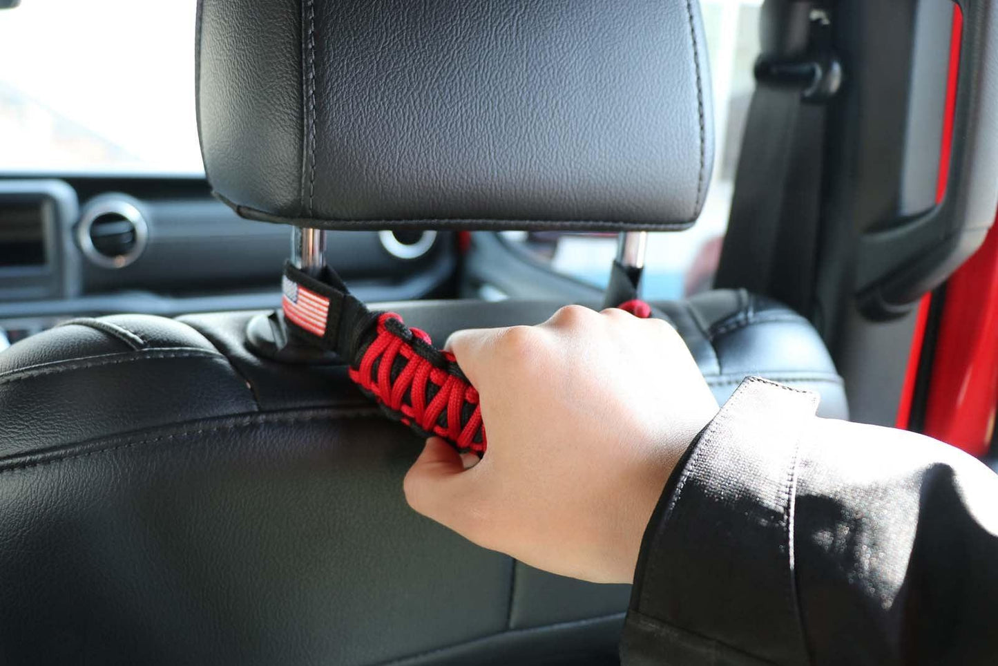 (2pcs/set) Universal Woven Embroidery American Flag Seat Backrest Handle fit pour Jeep Wrangler CJ TJ JK JL – vue 7