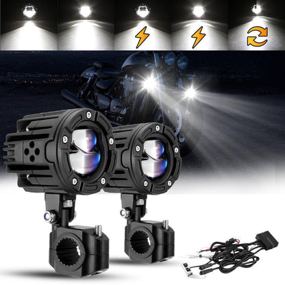 2.5″ moto LED spot Bi-LED lentille projecteur phare 130 W 6 000 K Feux de travail LED 5 modes d’éclairage pour moto SUV ATV