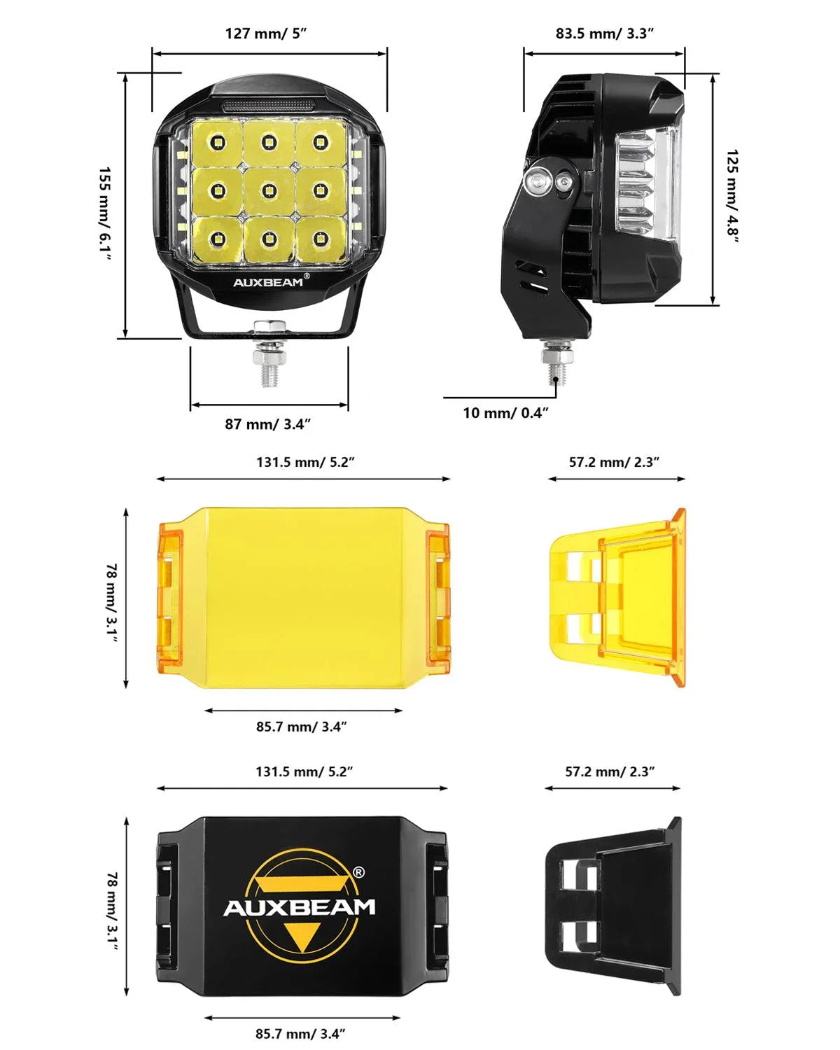 V-MAX série | 5 Inch 168W 16440LM faisceau combiné Side Shooter LED Round Pod Lights avec orange DRL – vue 15
