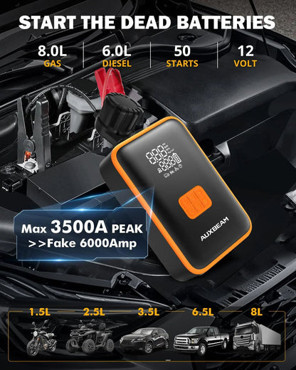 AJ3500 série 3500 A Jump Starter avec Air Compressor 120PSI Tire Inflator pour 8L Gas/ 6L Diesel Engine – vue 2 – NOVADOMIO