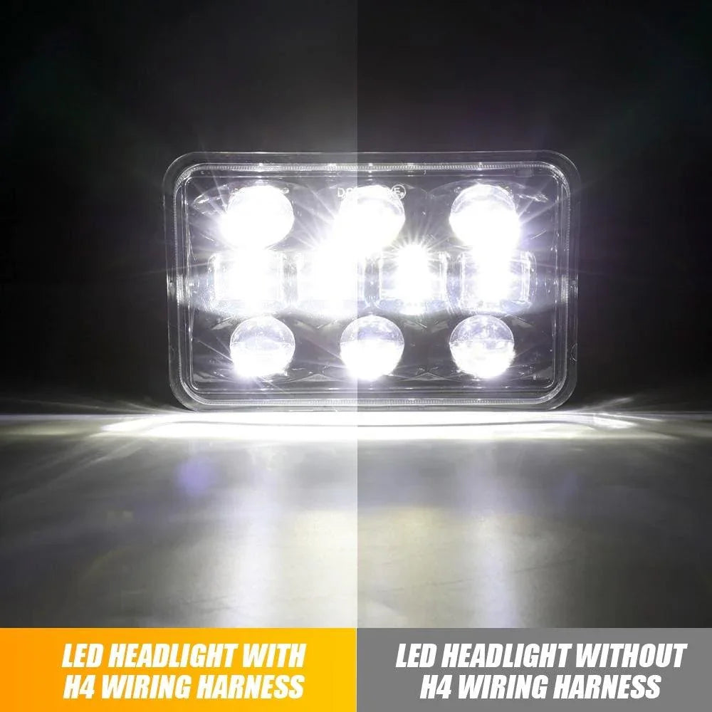 7x6 Inch LED Projector Headlights + H4 LED Headlight Brightness Intensifier Wiring Harness pour Jeep Wrangler YJ XJ MJ – vue…