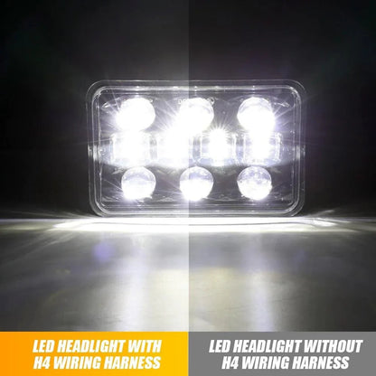 7×6″ phares LED à projecteur avec feux de route/croisement & anneau Halo DRL+H4 LED phare Brightness Intensifier faisceau