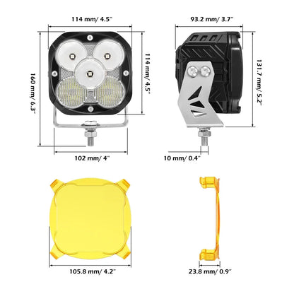 XP-ULTRA série 4.5″ faisceau combiné Projecteurs LED compacts tout-terrain avec rétroéclairage orange – vue 11 – NOVADOMIO